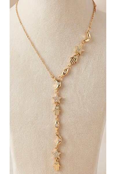 Butik Manifest kolye çelik gold renk