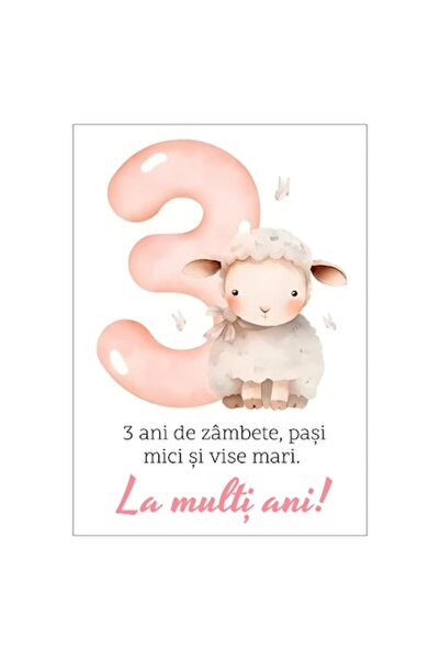 OEM Felicitare pentru a 3-a aniversare, fetiță, 13x18cm, cu plic