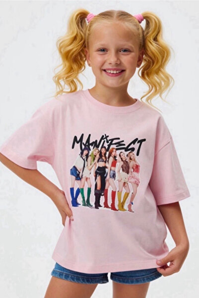 NOBLEKIDS Girl's Manifest Printed Oversize T-Shirt Pink