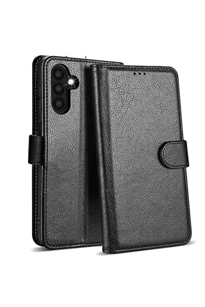 m.tk moveteck Samsung Galaxy A37 Kılıf 360 Tam Kaplar Deri Dokulu Kapaklı Cüz...