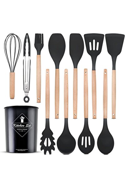 Urban URBANNX Kitchen Utensil Set 12 Pcs | Silicone Cooking Utensils with Bam...