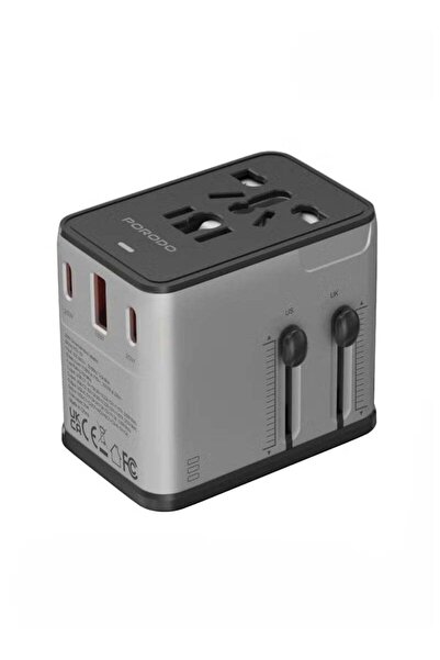 porodo Mega Volt Universal Travel Adapter 2300W GaN Charger PD 20W QC 18W (EU...