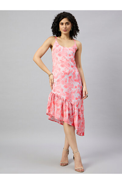 Kuwarii By Styli Kuwarii digital printed satin dress for women