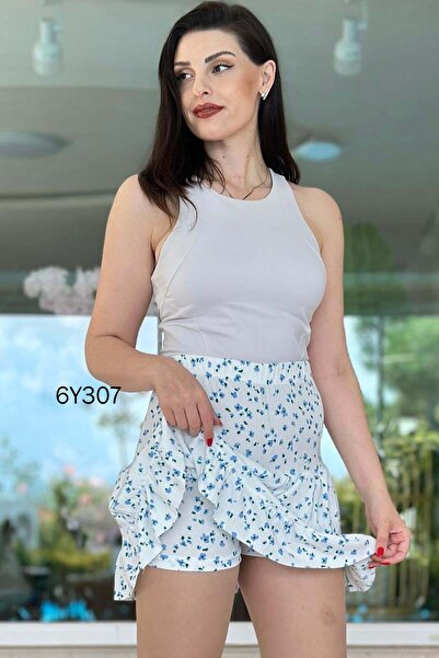 İnce Topuk Bürümcük Ruffled Short Skirt 6Y307
