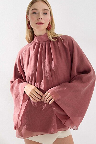 Lencie Balloon Sleeve Casual Blouse Pink