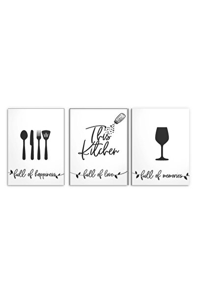 Naklejkomania Set 3 postere pentru peretele bucatariei, Postere alb-negru 3x ...