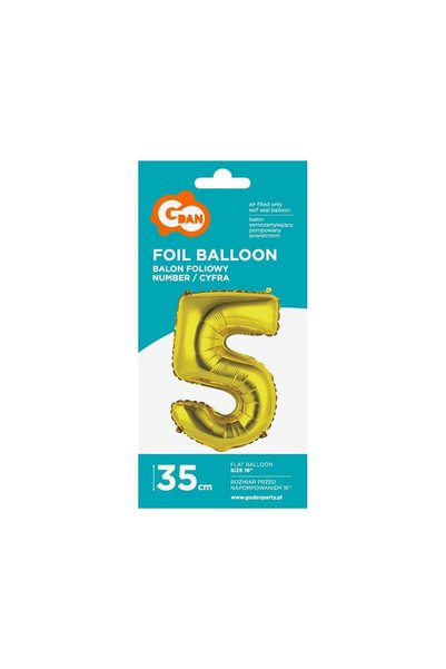 Godan Balon din folie "Cifra 5", auriu, 35cm