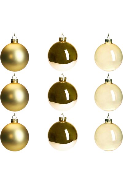 OEM Globuri de Crăciun din Sticlă Agățătoare Decorative Set 9 Bucăți Aurii 8 cm