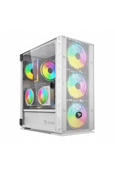 Kraft&dele Carcasă PC Savio Raptor X1 Mesh/Glass ARGB Medium Tower Albă