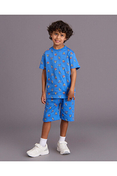REDTAG Boys Blue Sonic T Shirt And Shorts Set 3 Piece