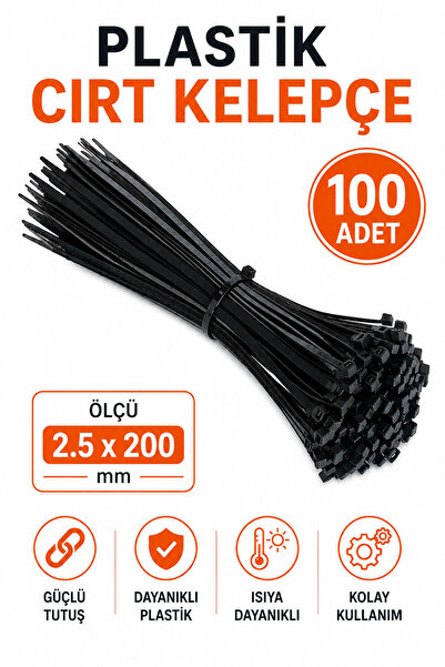 Badem10 Kablo Bağı Plastik Cırt Kelepçe 2,5x200 mm 100 Adet Dayanıklı Çok Ama...