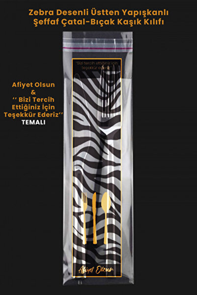 Balkan OPP Şeffaf Çatal Kaşık Bıçak Kılıfı Yapışkanlı 1000 Adet - 6,7cm X 25c...