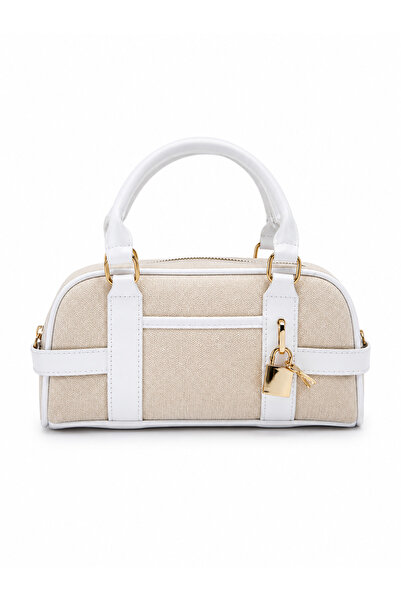 Mirel çanta Women's Canvas Lock Detailed Hand and Shoulder Bag