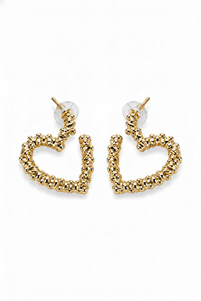 Jack Ferrero Stylish and Modern Gold Color Heart Shaped Textured Bijouterie E...