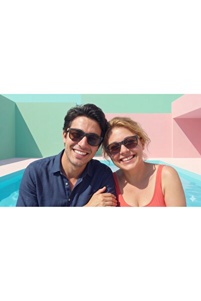 NEALDİN Retro Design Brown Glass Sunglasses with Wooden Handle - Unisex Matte...