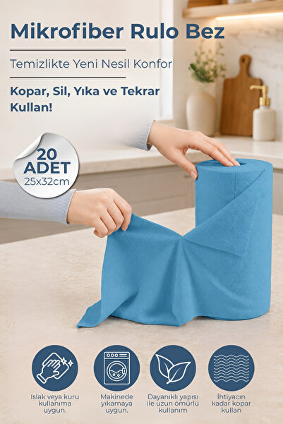 Nandy Home Kopar Kullan Mikrofiber Rulo Bez - 25x32 cm Çok Amaçlı Mutfak ve B...