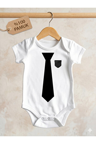 HAZDEN Kravatlı Bebek Zıbın Modelleri - %100 Pamuklu Yenidoğan Bebek Body - S...