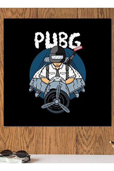 Atiq PUBG Themed Printed MDF Wall Art Black/White/Blue 30x30cm