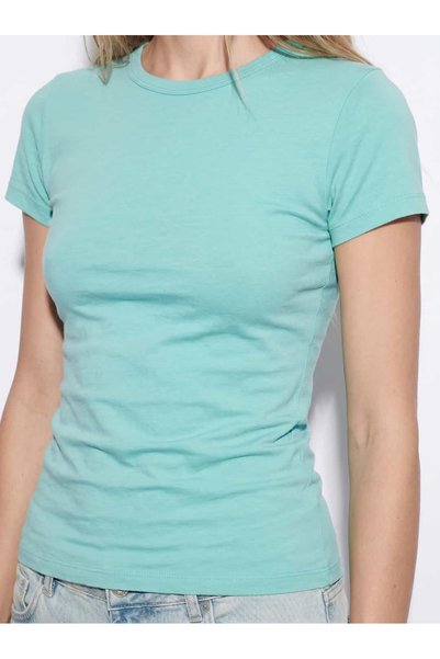 Coredra Crew Neck Knitted Slim Fit T-Shirt - C530