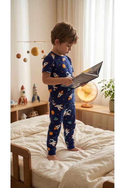 Balgüneş Tekstil Uzay Temalı Erkek Çocuk Pijama Takımı