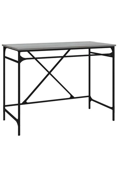 vidaxl Birou, gri sonoma, 100x50x75 cm, lemn prelucrat și fier