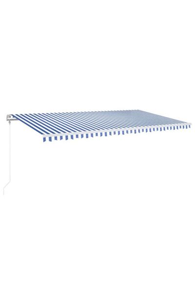 vidaxl Copertină automată cu senzor de vânt și LED, Albastru și Alb, 600 x 35...