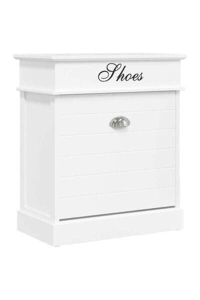 vidaxl Dulap pentru pantofi, alb, 50 x 28 x 58 cm, lemn de paulownia