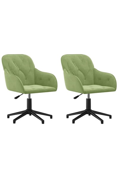 vidaxl Scaune de bucătărie pivotante, 2 buc., verde deschis, catifea