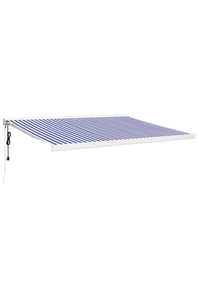 vidaxl Copertină retractabilă albastru/alb, 4 x 3 m, textil/aluminiu