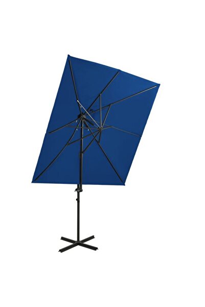 vidaxl Umbrelă tip consolă cu baldachin dublu, albastru azur 250 x 250 cm