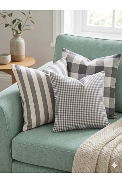 noisette Gray Throw Pillow Cover 3-Piece Set / Hidden Zipper - Does Not Fade ...