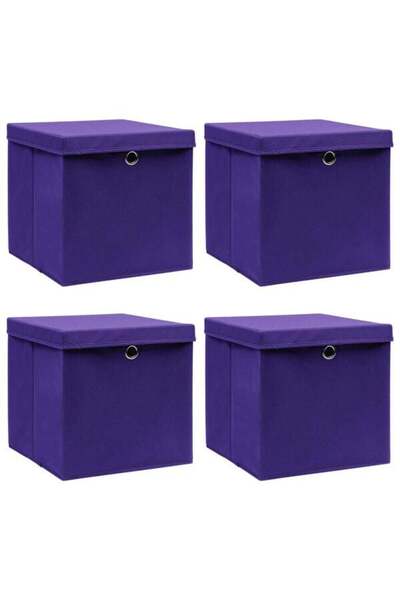 vidaxl Cutii de depozitare cu capace, 4 buc., violet, 28 x 28 x 28 cm