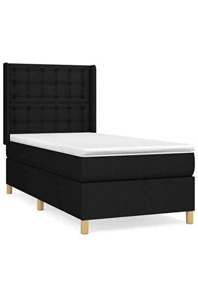vidaxl Pat boxspring cu saltea, negru, 80 x 200 cm, textil