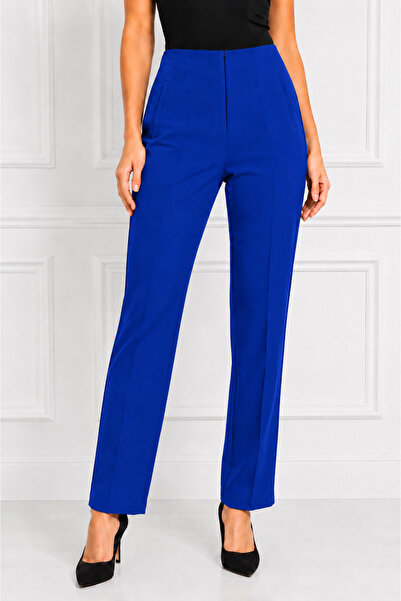 RUUJ COLLECTİON Front Zipper Fabric Trousers Plus Size Pants
