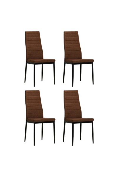 vidaxl Scaune de bucătărie, 4 buc., maro, material textil