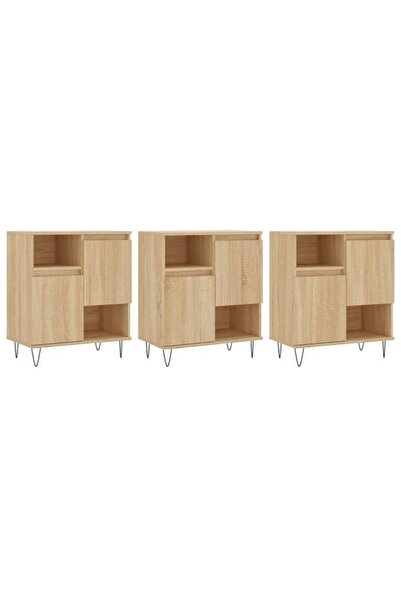 vidaxl Comode, 3 piese, stejar Sonoma, lemn prelucrat