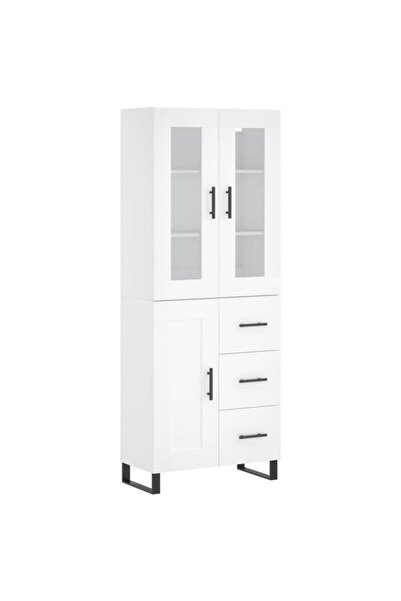vidaxl Dulap înalt, alb, 69,5 x 34 x 180 cm, lemn compozit