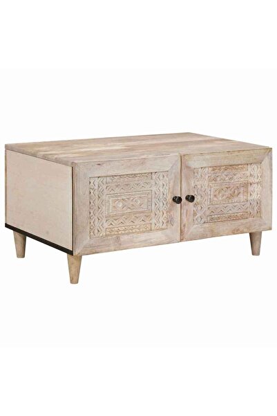 vidaxl Masă de cafea cu ușă Bej 80 x 50 x 40 cm Lemn masiv de acacia