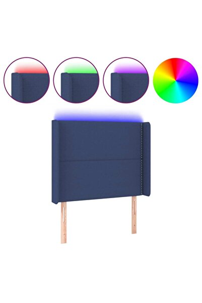 vidaxl Tăblie de pat cu LED, albastru, 93x16x118/128 cm, textil