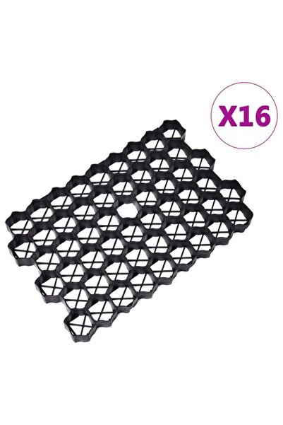 vidaxl Grile pentru gazon, 16 bucăți, negre, 60 x 40 x 3 cm, plastic
