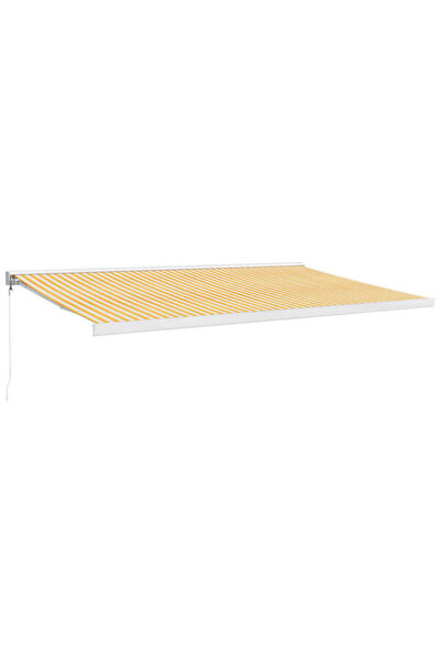 vidaxl Copertină retractabilă, Galben/Alb, 5 x 3 m, Textil/Aluminiu