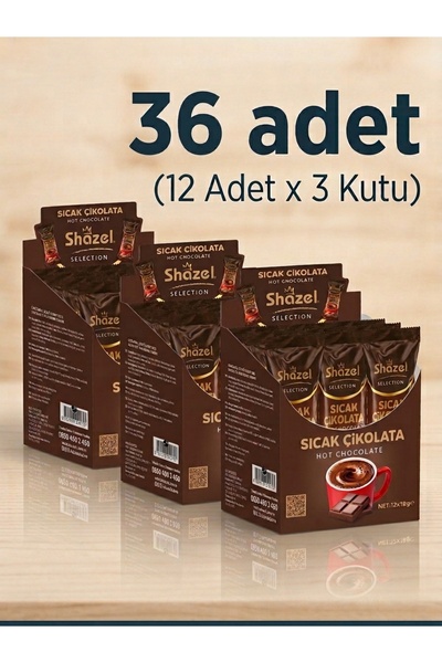 Shazel Sıcak Çikolata 18 gr (12x3 kutu) 36 adet
