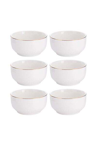 GULF GALLERY REEM 6-Piece Bowls White/Gold 5.5inch