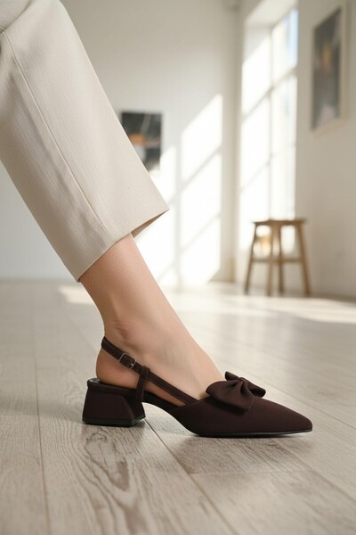 enoch Women's Textured Bow Accessory Orthopedic Open-Back Low Thick Heeled Shoes