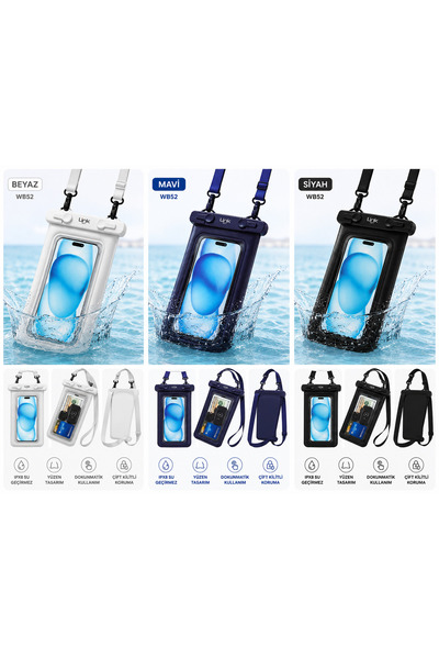 Linktech WB52 Su Geçirmez Telefon Kılıfı – IPX8 Sertifikalı Yüzen Koruyucu Kılıf Telefonunuzu su, kum, toz ve dış etkenlere karşı koruyan WB52 Su Geçirmez Telefon Kılıfı, tatil, deniz, havuz
