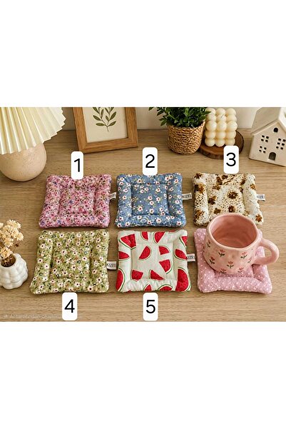 ikizelbutik Pinterest Floral Fabric Pouf Coaster Mug Coaster Coffee Coaster