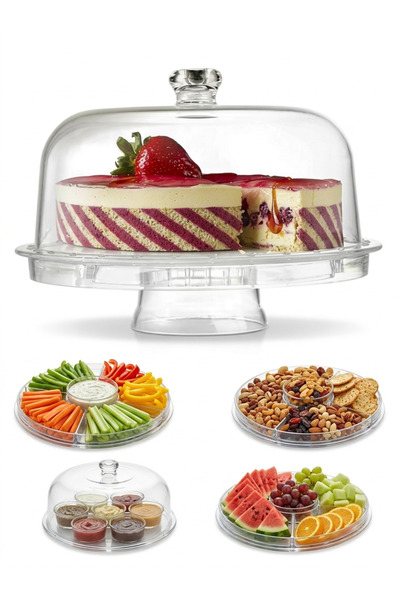 Mony moon 6 in 1 Multi-Use Cake Stand and Serving Tray with Premium Acrylic D...