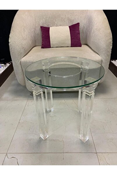 horoof home طاولة جانبية عصرية من الأكريليك الشفاف مع سطح زجاجي - 50 سم × 50 ...