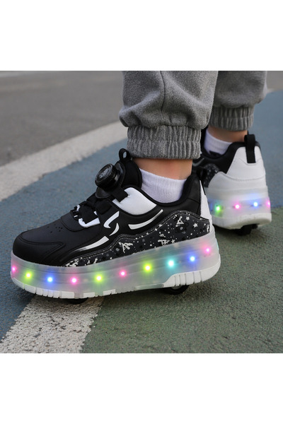 Rocky Patenli Led Işıklı Tekerlekli Tuşlu Kaykay Ayakkabısı Paten Ayakkabı