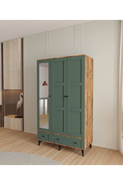 Teen & Bright TOPRAK 3 KAPAKLI ÇEKMECELİ GARDIROP - TAMAMI MDF